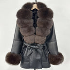Women's Large Faux Fur Leather Jacket Warm Autumn Winter Outwear High Street