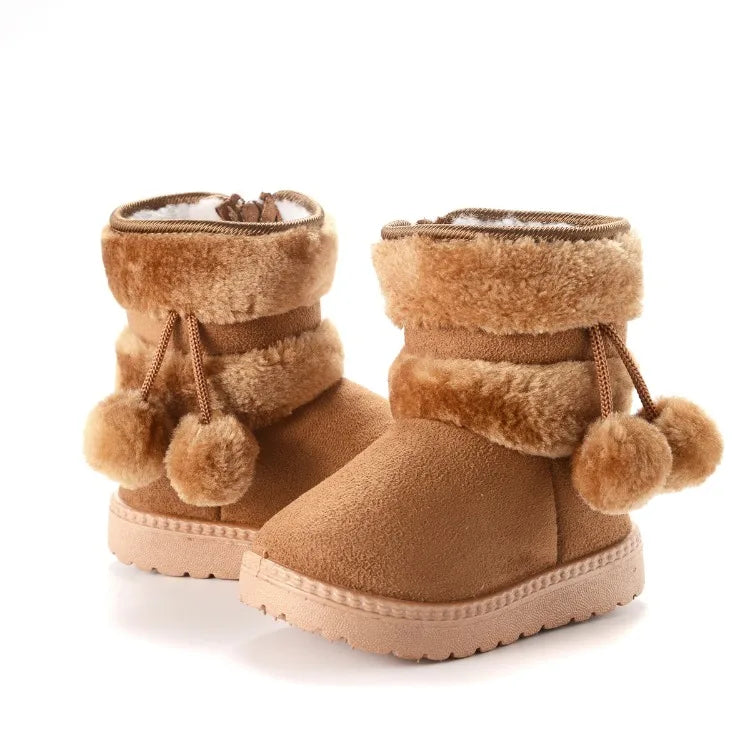 Babies Winter Snow Boots Comfortable Thick Warm Lobbing Ball Cute Boots