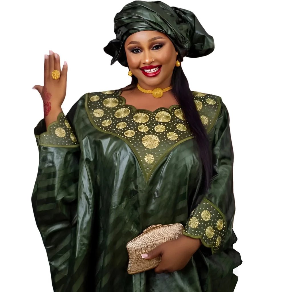African Attire For Women's Abaya Embroidery Plus Size Elegant Party Church Dress