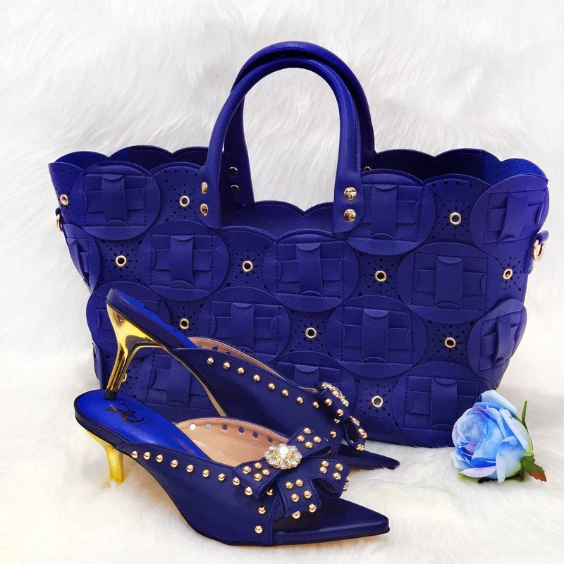 2022 Rivet Style Women Shoes and Bag to Match in Color matching High Quality