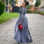 Women Two Piece Sets Skirt Round Neck Full Sleeve Print Tops Long Skirts