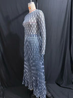 Women Two Piece Sets Skirt Round Neck Full Sleeve Print Tops Long Skirts