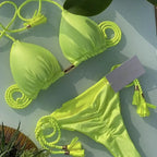 Adjustable Bandage Bikini Set 2023 Swimwear Swimsuit Woman Sexy Bathing Suits Solid Bikinis Triangle Female Summer Beachwear