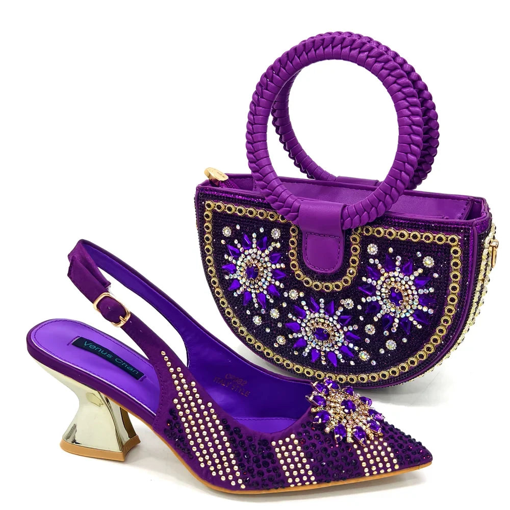 2024 Nigerian Design Evening Party Shoes And Bag Set Lucky Star Bag With