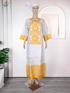 Family Matching African Wedding Outfits For Husband and Wife Bazin Riche Robes Custom Couple Dashiki Set Boy Kid white Dress