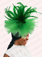Kentucky Derby Big Fascinator Hat Women Wedding Elegant Feather Pillbox Cap