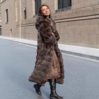 Vintage Brown Women's Winter Faux Fur Jacket Hooded Warm Thickened Fur Trim Outwear Chic Lady Eco-Friendly Coat