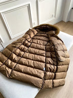 Winter Women's Ultra Light Warm Faux Fur Parka with Hooded Long Duck down Jacket White with Fur Collar Casual Snow Coat