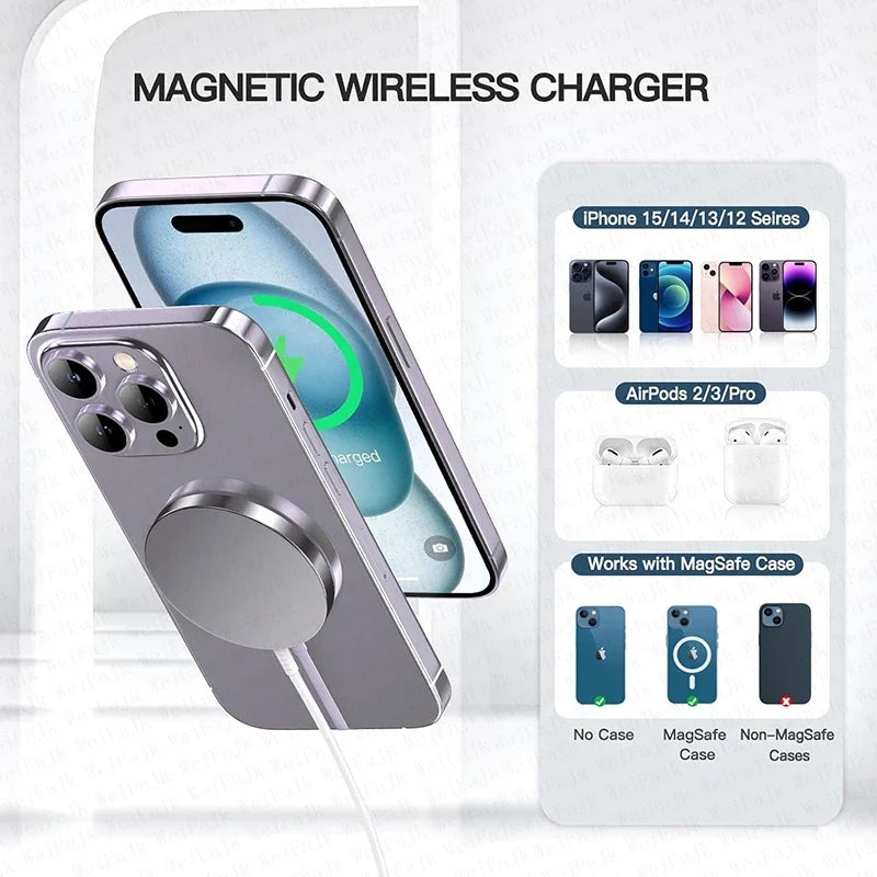 Wireless Charger For iPhone 16 15 14 13 12 Pro Max Plus AirPods Fast Charging Type C Magnetic Charge