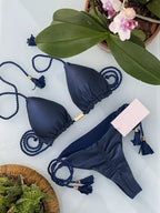 Adjustable Bandage Bikini Set 2023 Swimwear Swimsuit Woman Sexy Bathing Suits Solid Bikinis Triangle Female Summer Beachwear