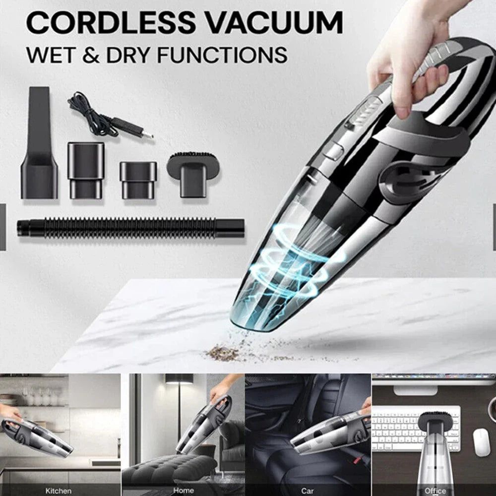 12000PA Cordless Car Vacuum Cleaner Wireless Handheld Wet & Dry Cleaner (USB Charging)