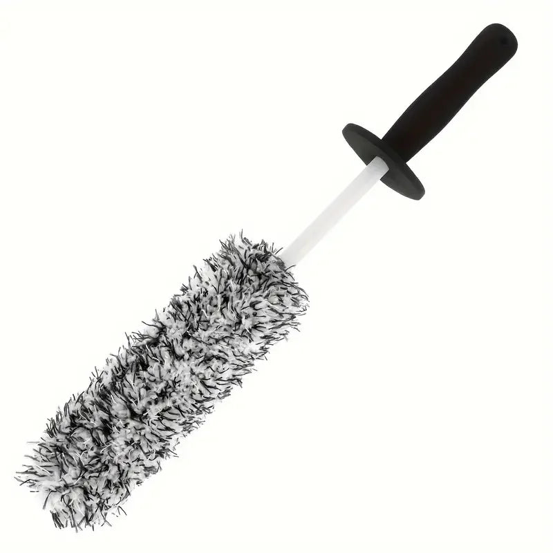 Car Wheel Cleaning Brush Plush Soft Bristle Rim & Tire Brush with Non-Slip Handle