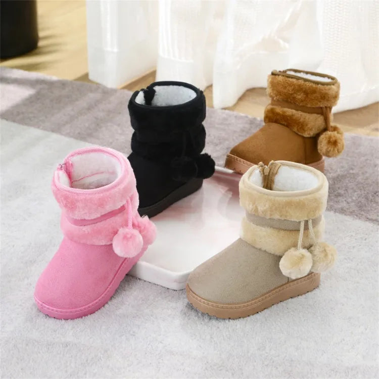 Babies Winter Snow Boots Comfortable Thick Warm Lobbing Ball Cute Boots