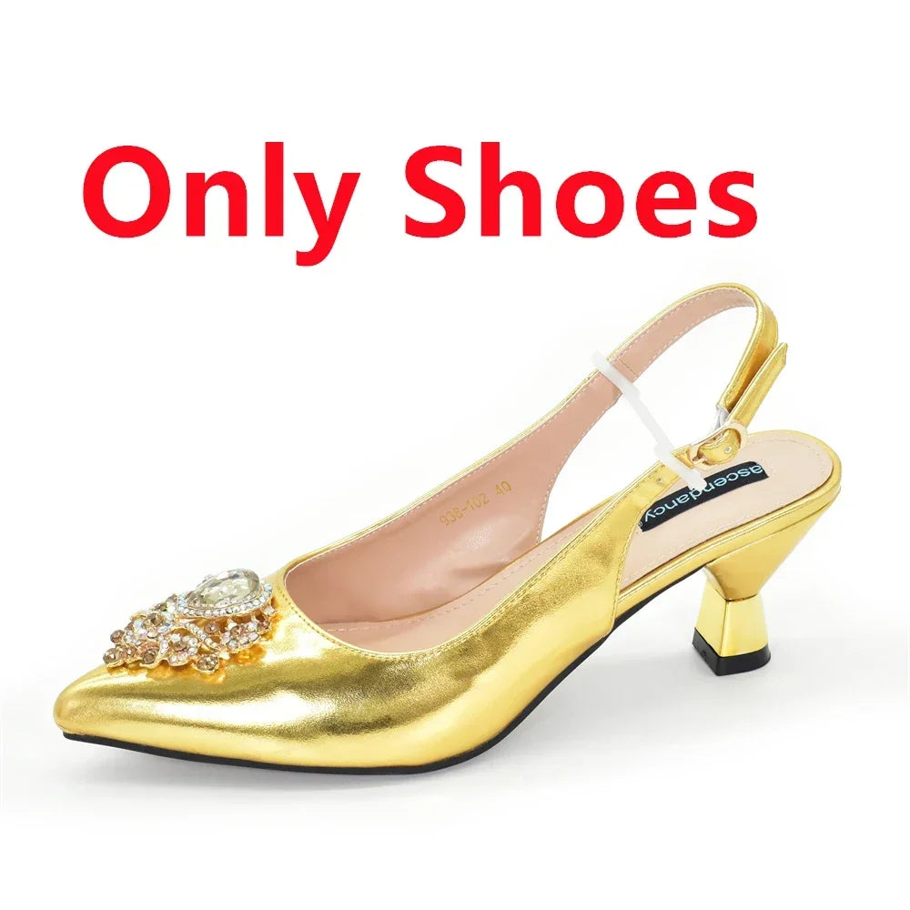 New Fashion Women Shoes and Bags To Match Set Nigeria Party Italian Shoe and