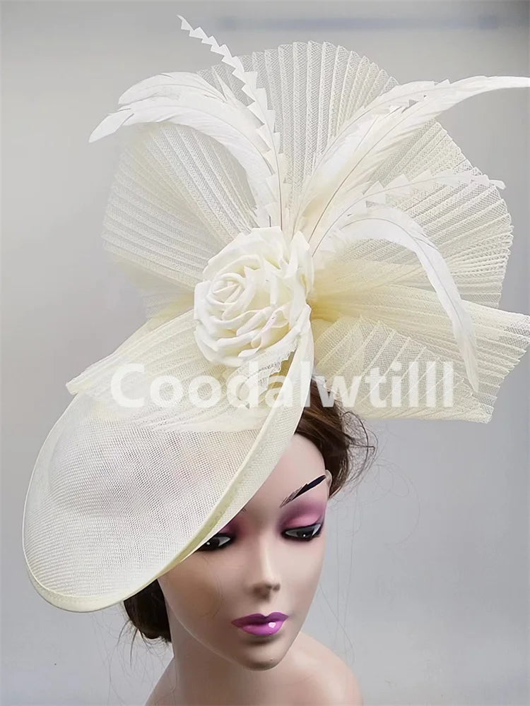 Elegant Flower Fascinator Pillbox Cap Wedding Women Fascinator Hat Headband