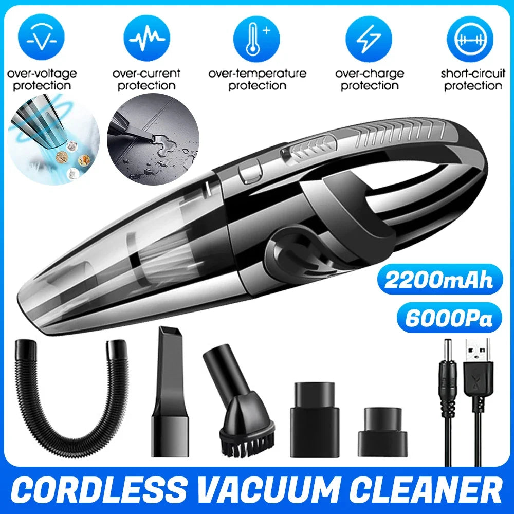 12000PA Cordless Car Vacuum Cleaner Wireless Handheld Wet & Dry Cleaner (USB Charging)