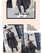 Winter Faux Fur Fashionable Hooded Cotton Long Plush Fleece Temperament Loose Jacket for Women