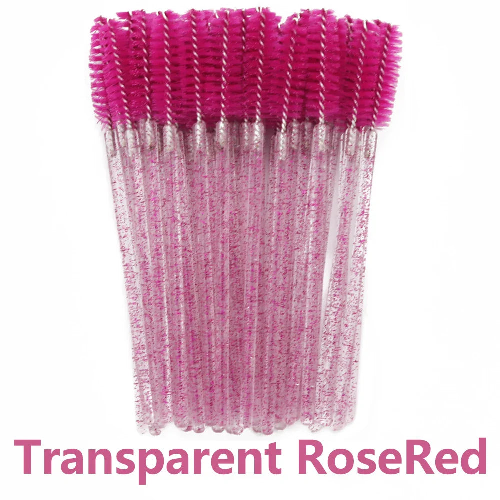 ANNAFRIS 50Pcs  Disposable Eyelash  Brush Soft Head Crystal Eyebrow Brush Lash Extension Brush  Mascara Wand Makeup Tool