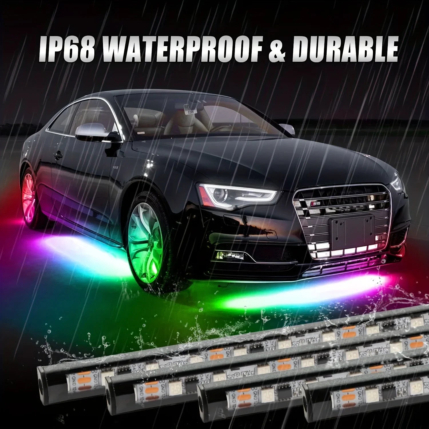 RGB Car Underglow LED Lights  Flexible 12V Underbody Ambient Light with App Control