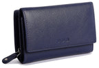 SADDLER PAULA Handmade Leather Trifold Purse – RFID Protected | 8 Card Slots, ID Window & Rear Zip Pocket | Gift Boxed