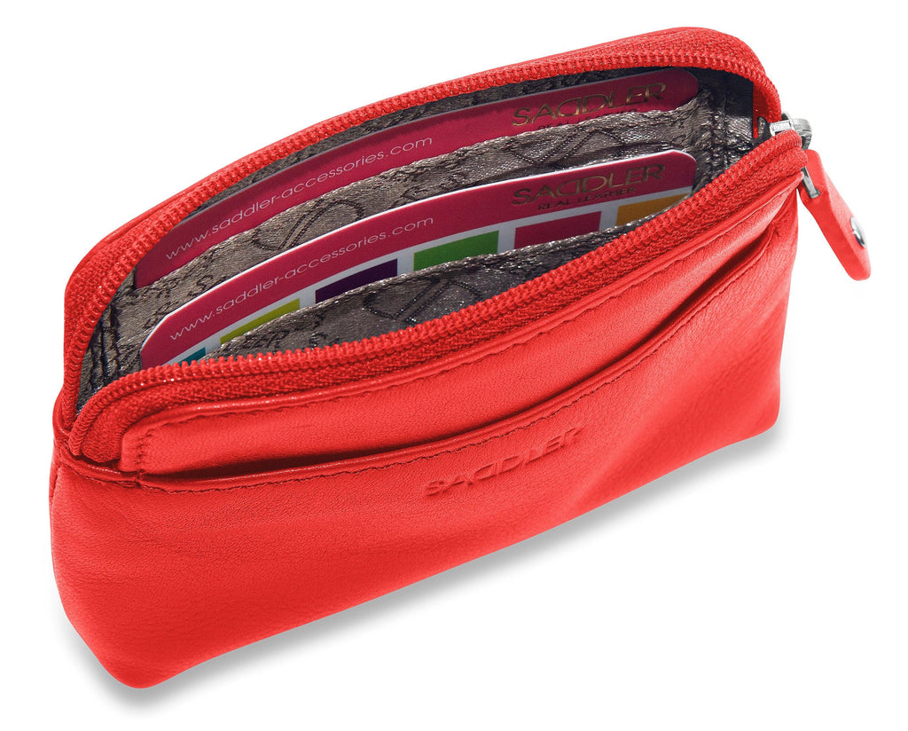 Compact Leather Zip-Top Purse "Pia" – Handmade by Saddler | RFID Protected & Gift Boxed | Multi-Functional Card, Coin & Key Holder