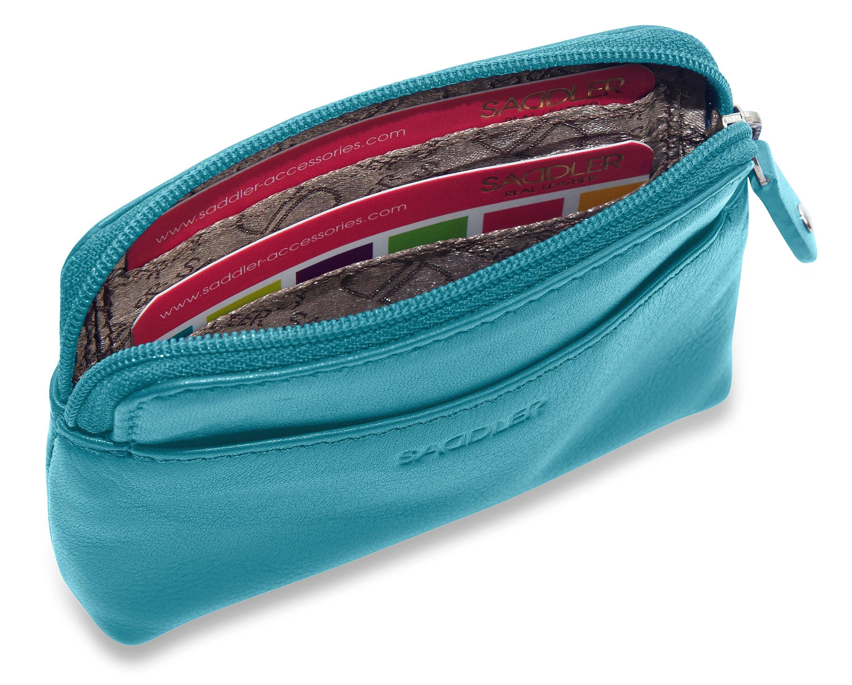 Compact Leather Zip-Top Purse "Pia" – Handmade by Saddler | RFID Protected & Gift Boxed | Multi-Functional Card, Coin & Key Holder