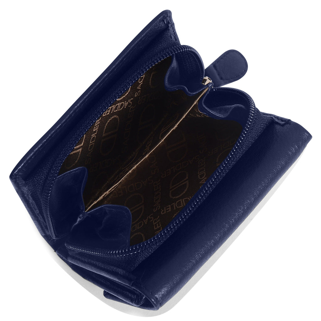 SADDLER CARLA Handmade Leather Compact Trifold Purse – RFID Protected | 5 Card Slots, ID Window & Zipped Coin Pocket | Gift Boxed