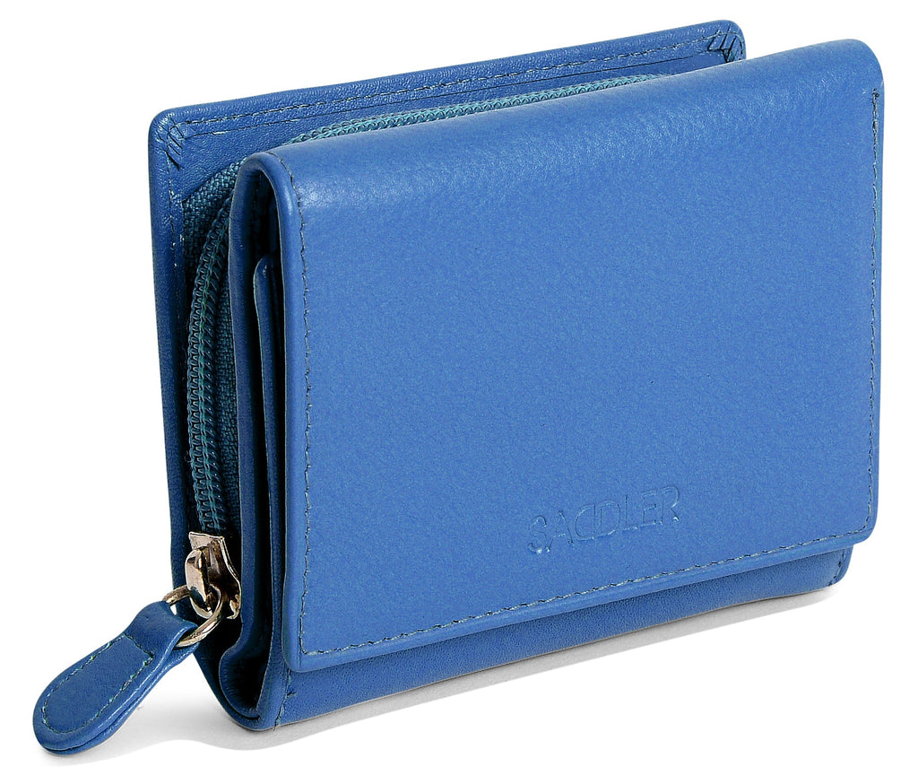 SADDLER CARLA Handmade Leather Compact Trifold Purse – RFID Protected | 5 Card Slots, ID Window & Zipped Coin Pocket | Gift Boxed