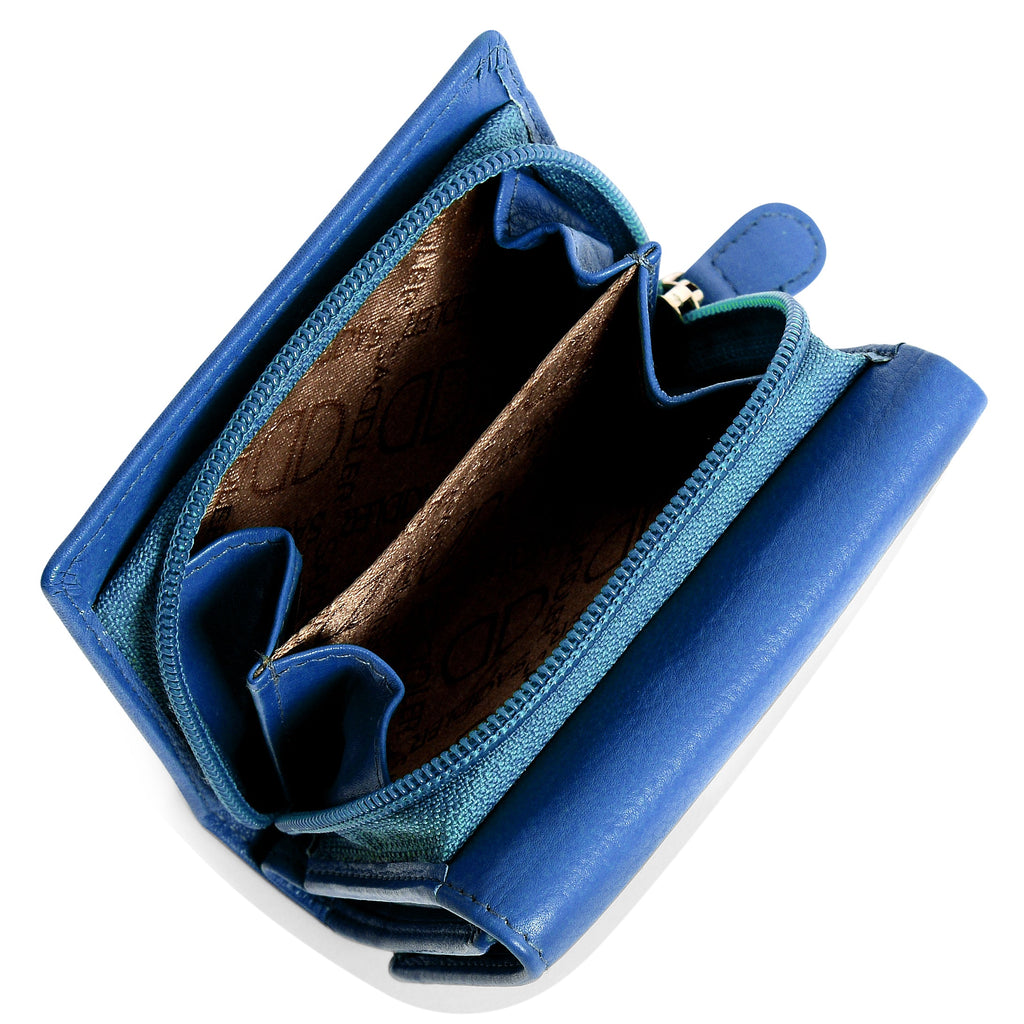 SADDLER CARLA Handmade Leather Compact Trifold Purse – RFID Protected | 5 Card Slots, ID Window & Zipped Coin Pocket | Gift Boxed