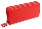SADDLER GABRIELLA Leather Double Zip Around Purse - 8 Card Slots, Phone Pocket, and Coin Purse - RFID Protected