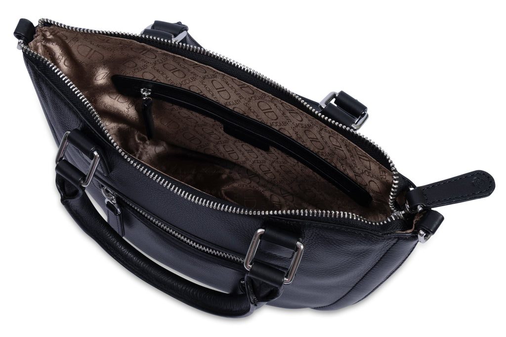 SADDLER "Chloe" Real Leather Twin-Handle Handbag with Crossbody Strap - Handmade, with Keepsake Pouch