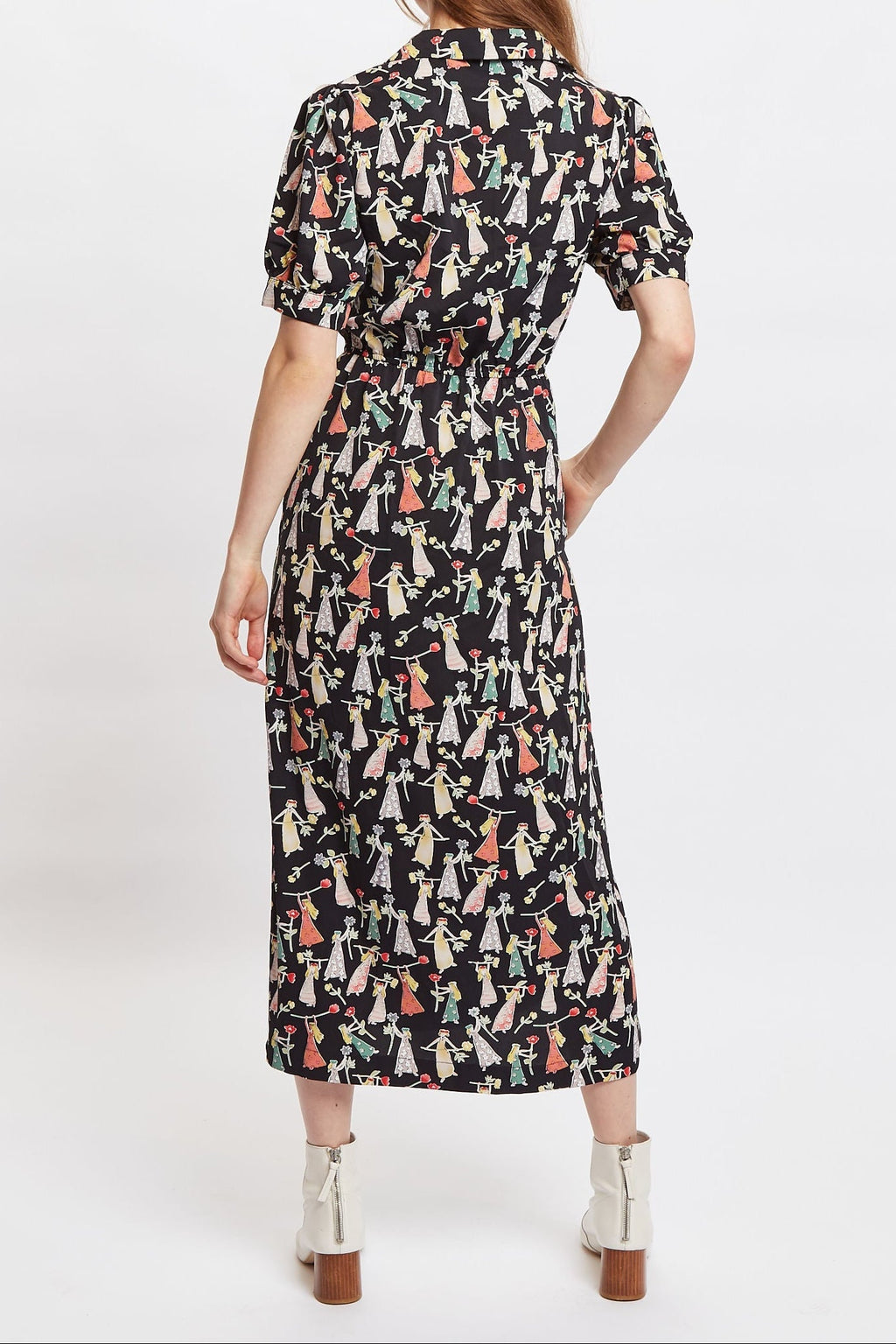 Louche Sakani Flower Girl Print Short Sleeve Midi Dress