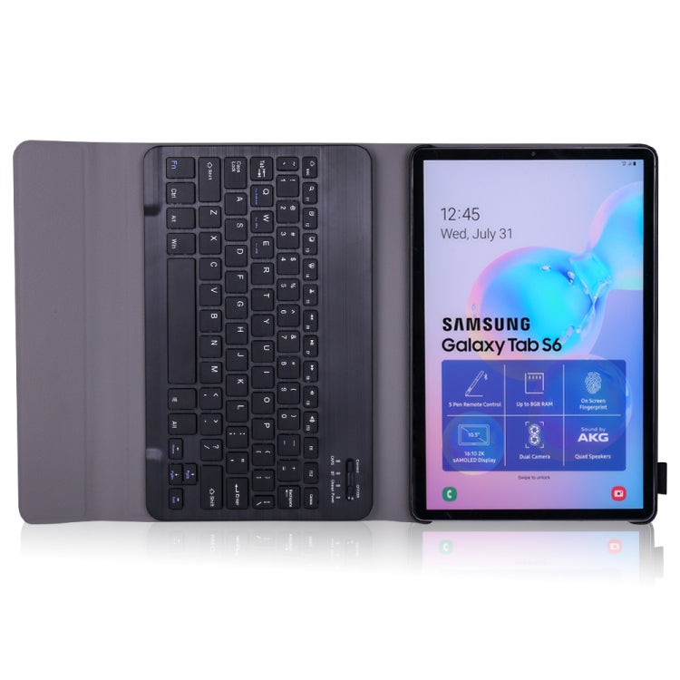 A860 For Samsung Galaxy Tab S6 10.5 inch T860 / T865 Detachable Bluetooth Keyboard Tablet Case with Pen Holder Elastic Strap(Black)