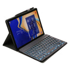 ST830S Bluetooth 3.0 Fine Wool Texture PU Leather ABS Detachable Seven-color Backlight Bluetooth Keyboard Leather Tablet Case for Samsung Galaxy Tab S4 10.5 inch T830 / T835, with Pen Slot & Holder