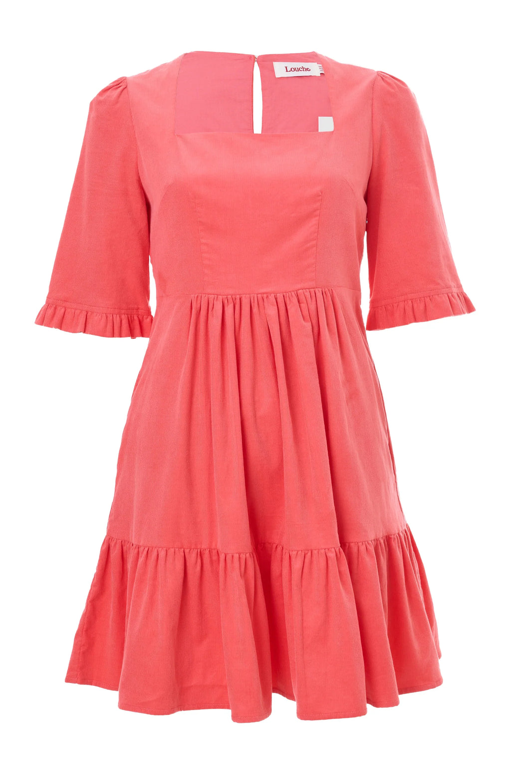Sassa Lightweight Baby Cord Tiered Mini Dress - Apricot