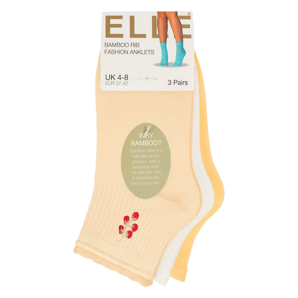 3 Pack Ladies Ribbed Anklet Socks with Frill Welt - Soft Stylish Everyday Fit
