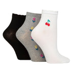 3 Pack Ladies Ribbed Anklet Socks with Frill Welt - Soft Stylish Everyday Fit