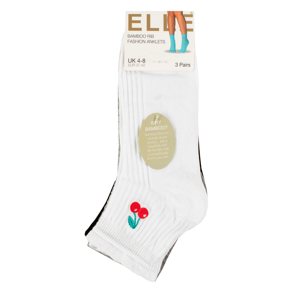 3 Pack Ladies Ribbed Anklet Socks with Frill Welt - Soft Stylish Everyday Fit