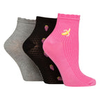 3 Pack Ladies Ribbed Anklet Socks with Frill Welt - Soft Stylish Everyday Fit