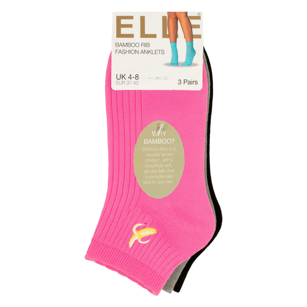 3 Pack Ladies Ribbed Anklet Socks with Frill Welt - Soft Stylish Everyday Fit