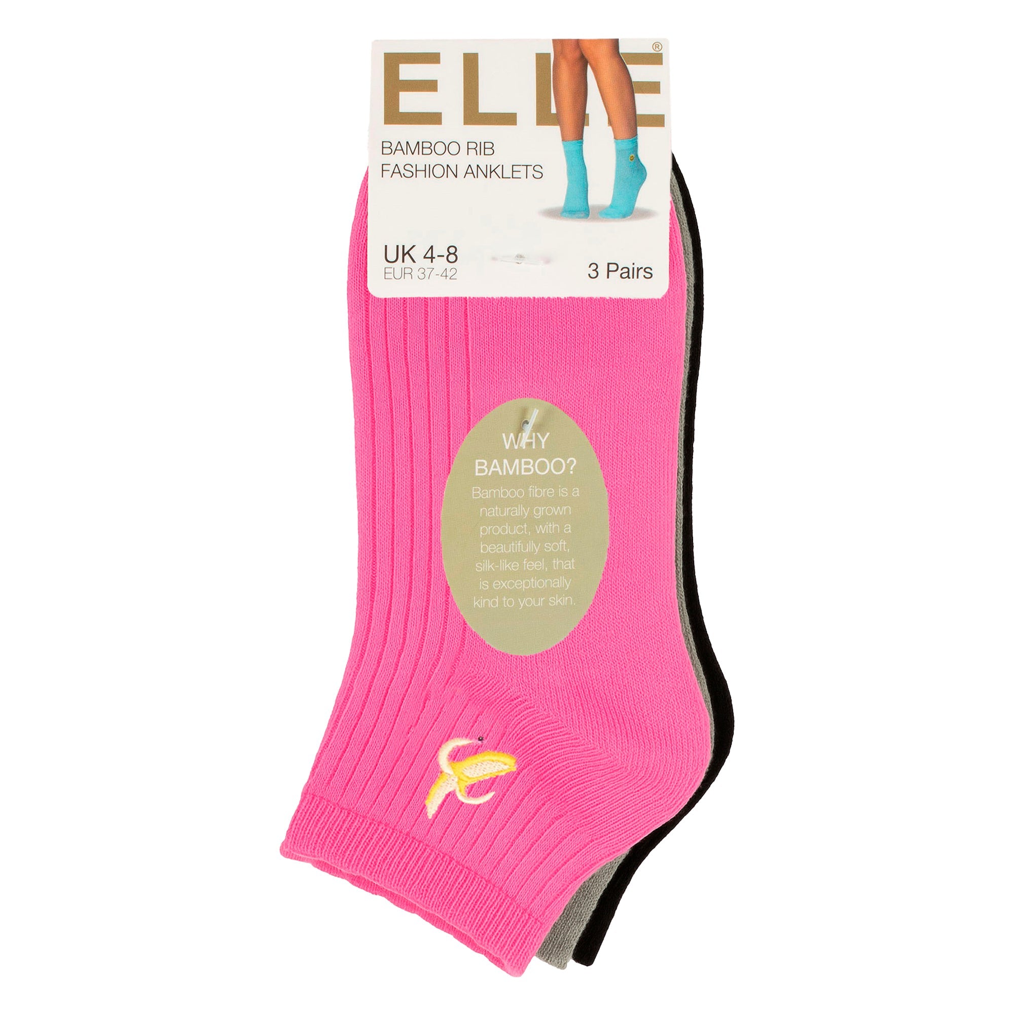 3 Pack Ladies Ribbed Anklet Socks with Frill Welt - Soft Stylish Everyday Fit