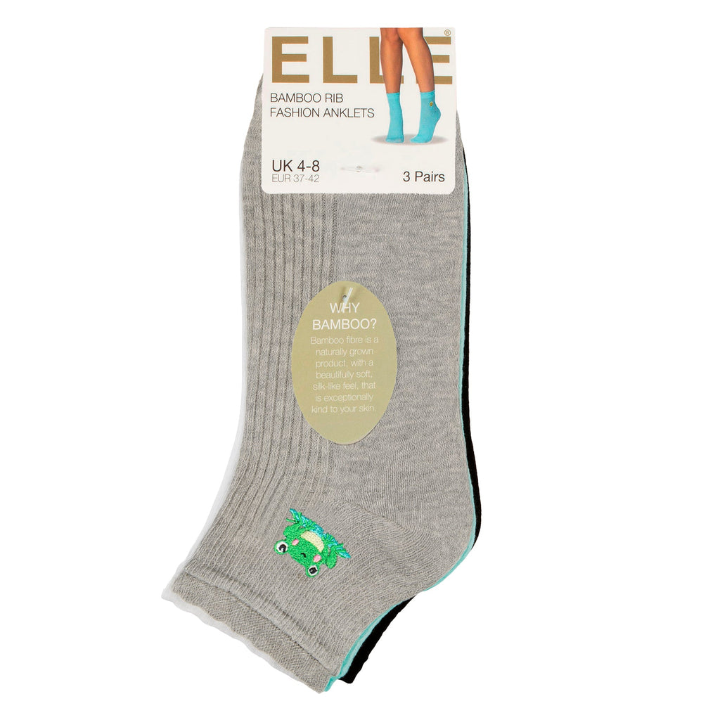 3 Pack Ladies Ribbed Anklet Socks with Frill Welt - Soft Stylish Everyday Fit