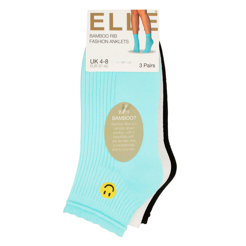 3 Pack Ladies Ribbed Anklet Socks with Frill Welt - Soft Stylish Everyday Fit