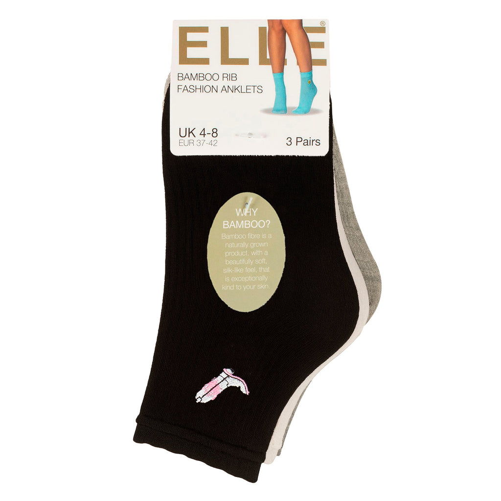 3 Pack Ladies Ribbed Anklet Socks with Frill Welt - Soft Stylish Everyday Fit