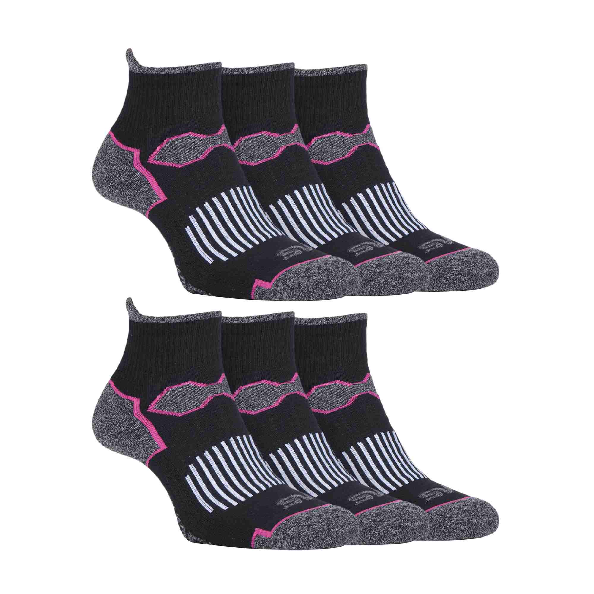 Ladies 6 Pack Arch Support Ankle Socks with Cushioning, Padded Heel & Toe