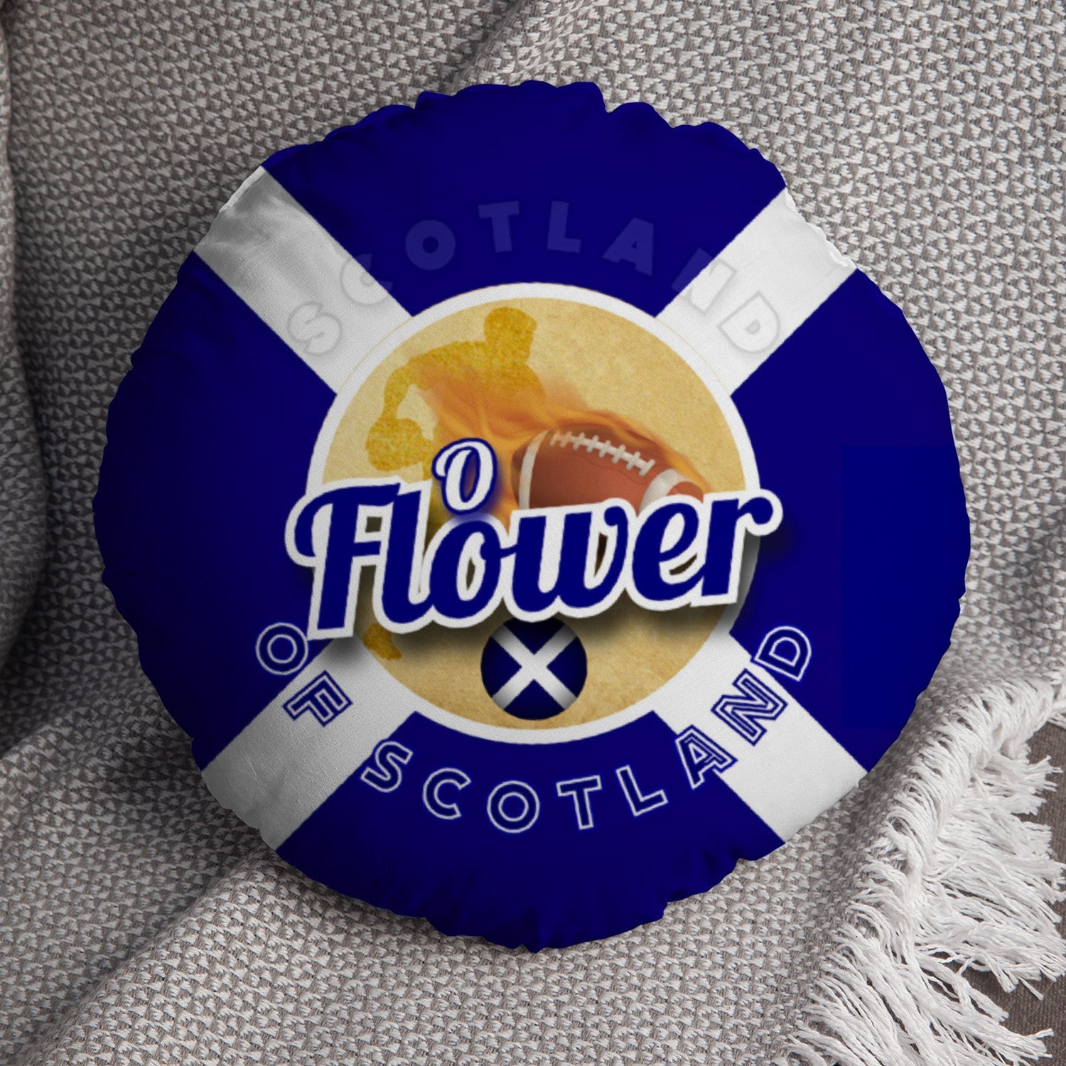 Scotland Rugby Union Flower  - Legend Collection - Circle Cushion 14"