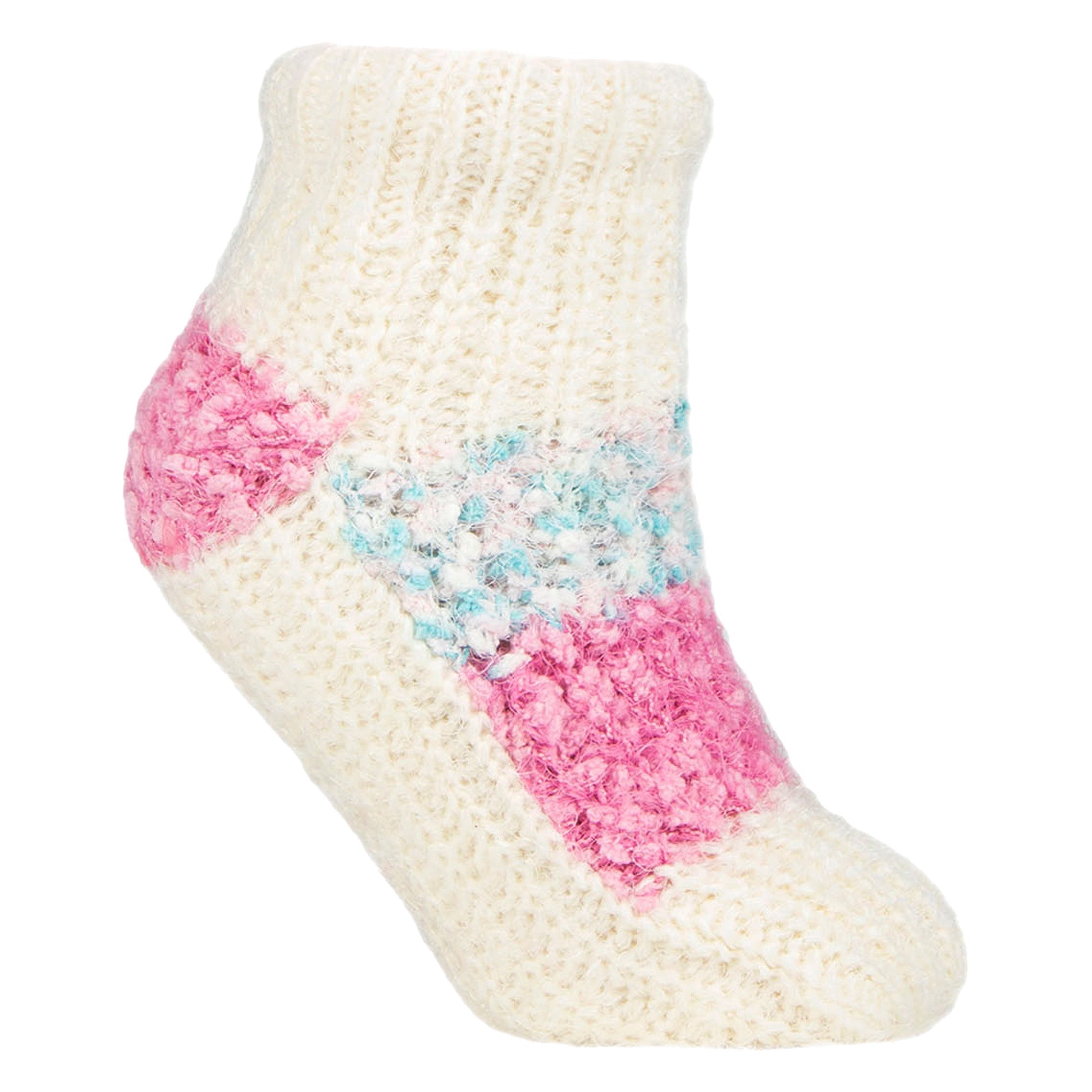1 Pair Ladies Sherpa Lined Slipper Socks - Warm Fluffy Cosy Indoor Comfort
