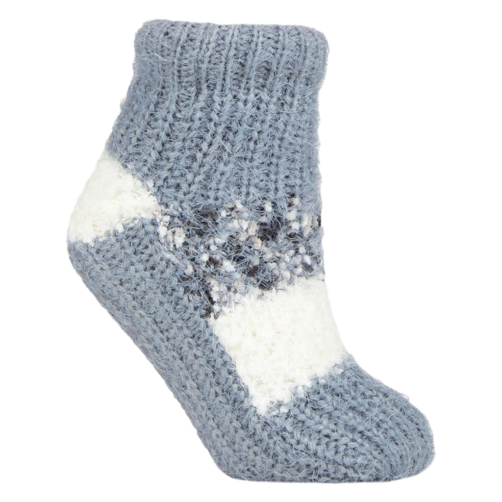 1 Pair Ladies Sherpa Lined Slipper Socks - Warm Fluffy Cosy Indoor Comfort