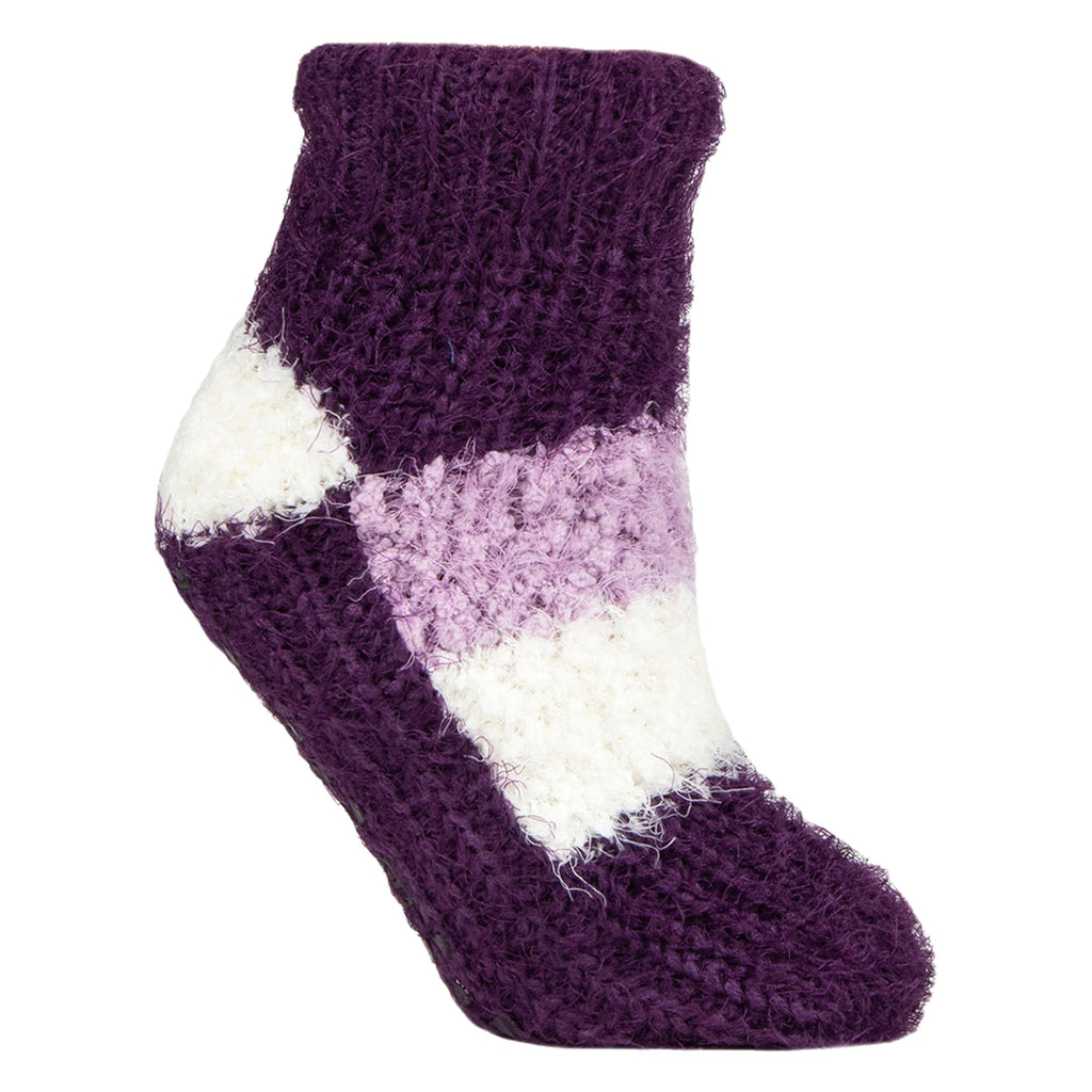 1 Pair Ladies Sherpa Lined Slipper Socks - Warm Fluffy Cosy Indoor Comfort
