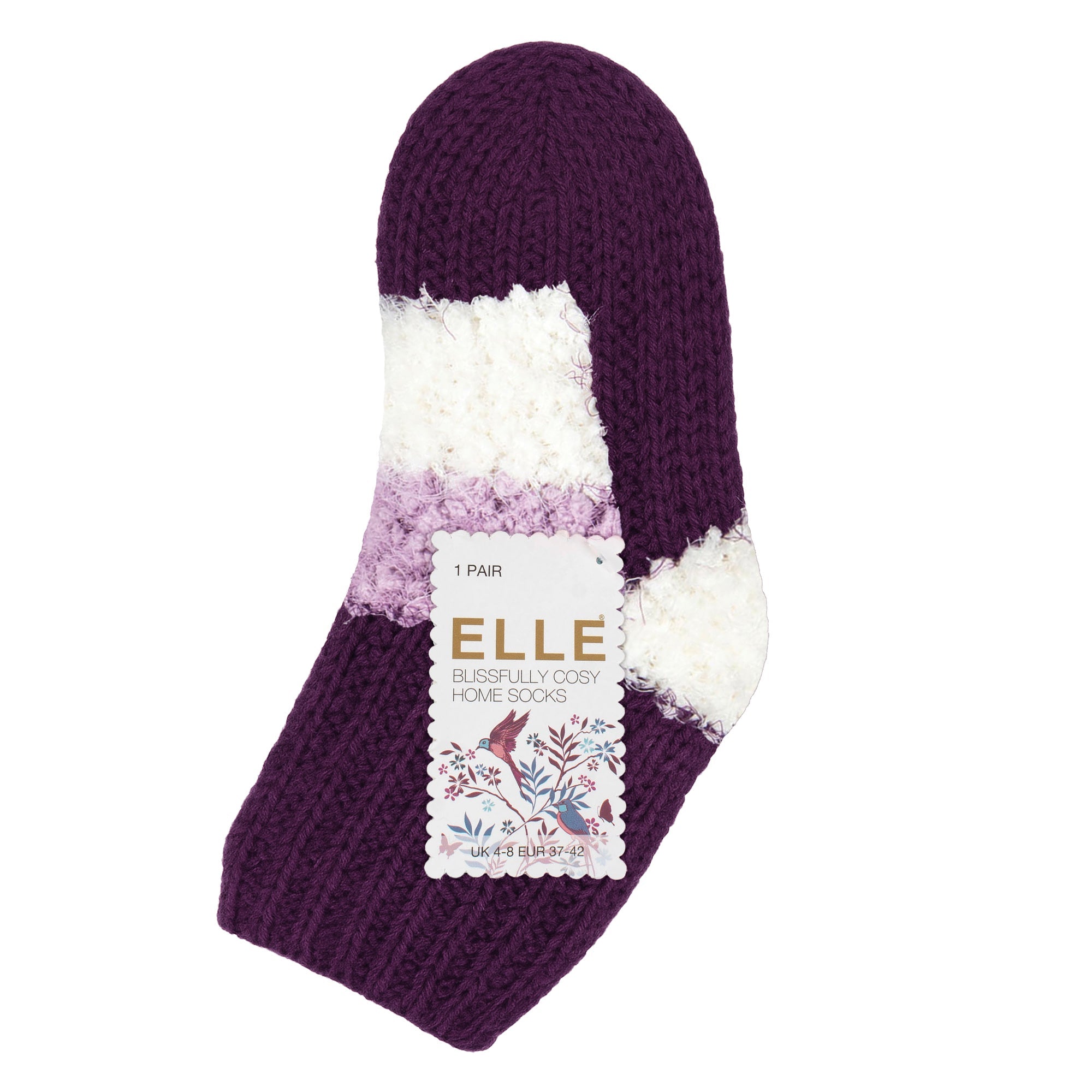 1 Pair Ladies Sherpa Lined Slipper Socks - Warm Fluffy Cosy Indoor Comfort